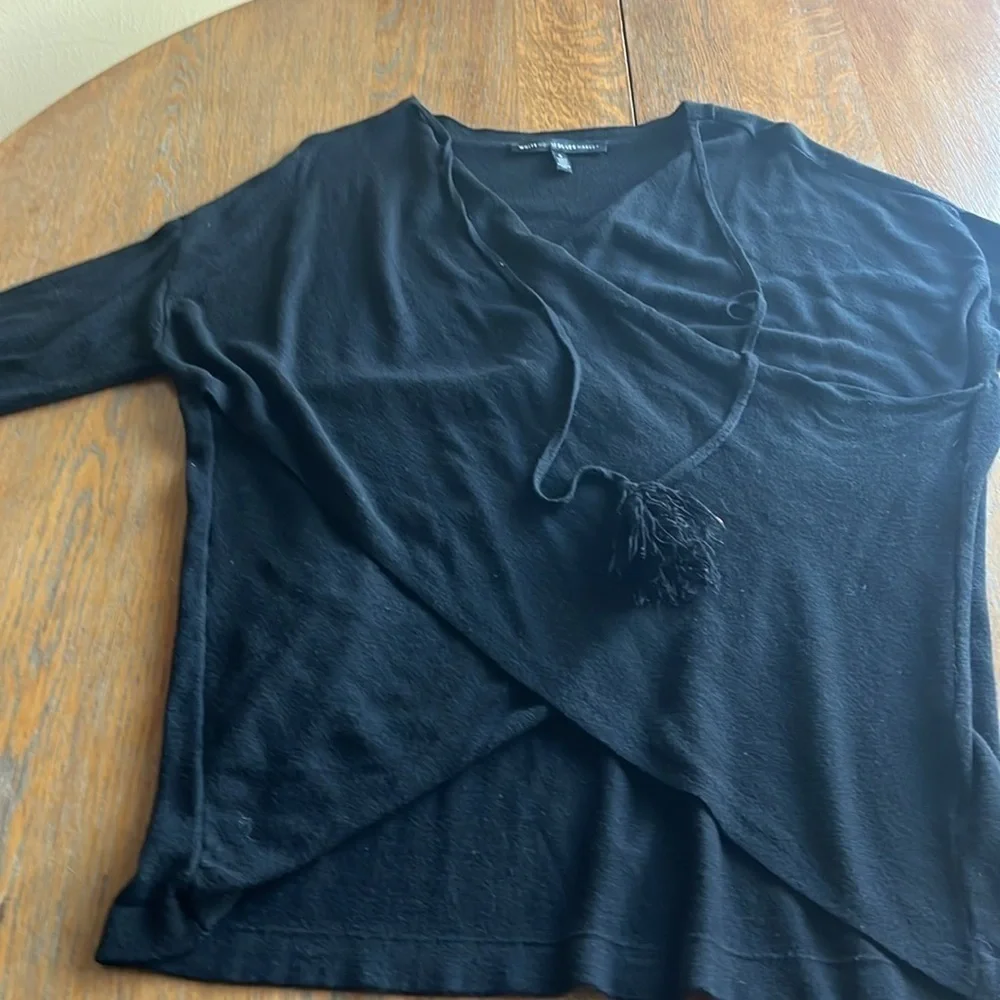 White House Black Market Layered Front Sweater Black Size Small Wool/Cashmere